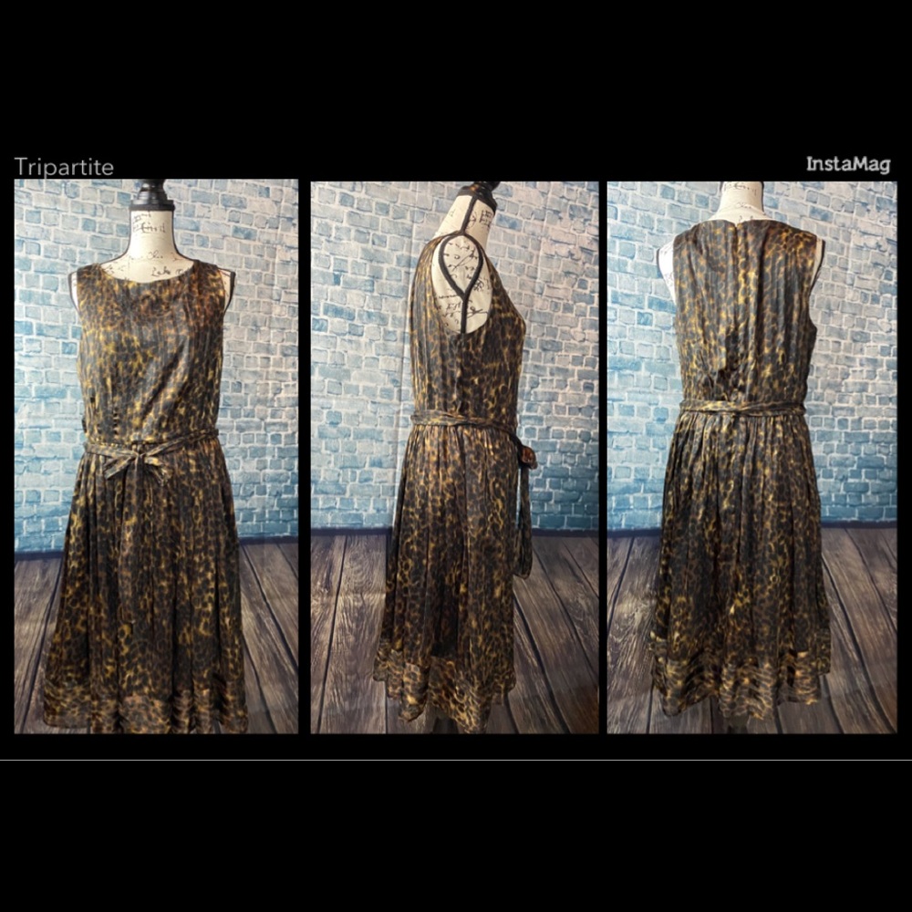 Luxe by Carmen Marc Valvo Animal Print Dress 12/14